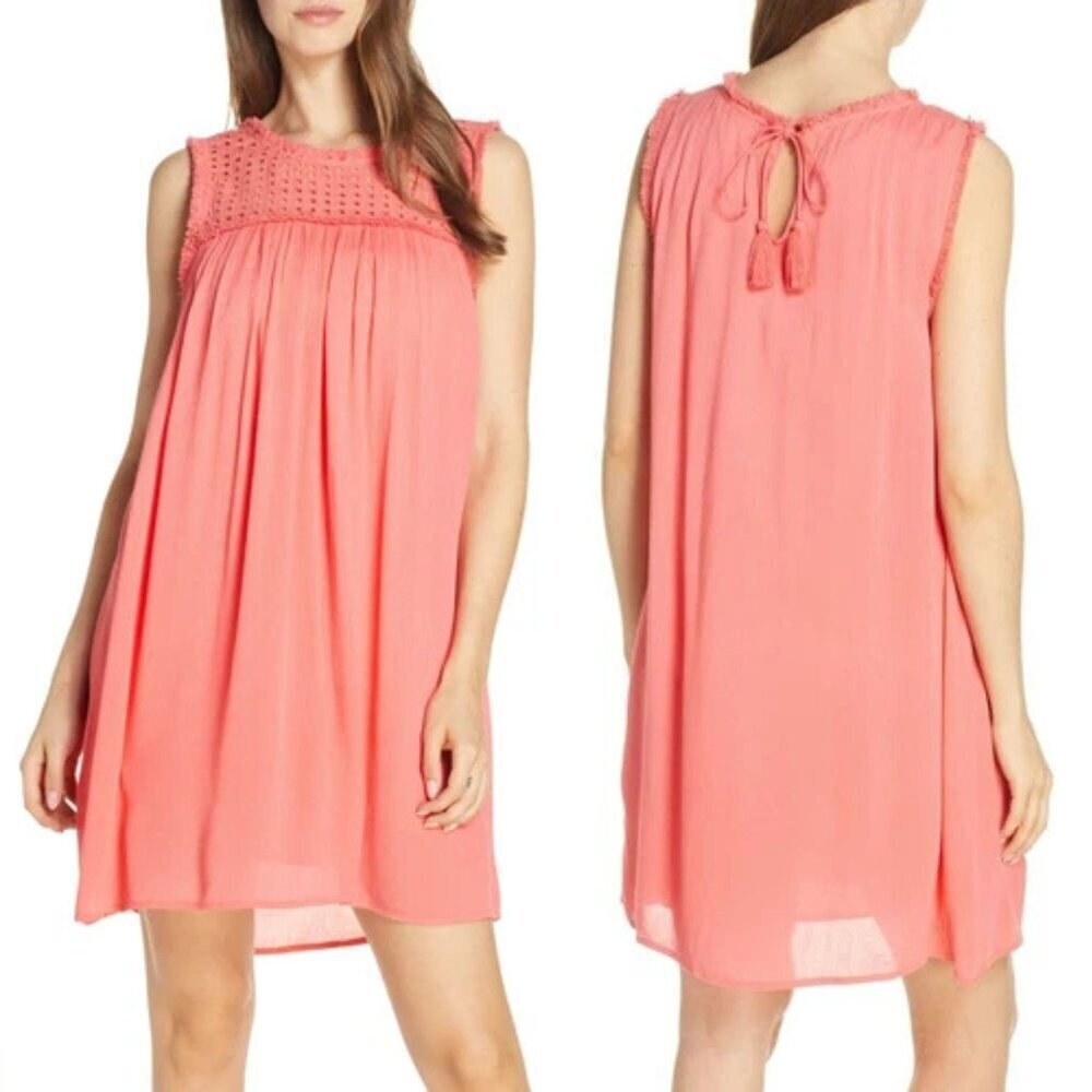 Tommy Bahama Eyelet Yoke Coral Cover-Up Mini Dress Size XS 48901